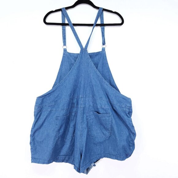 Torrid Overalls Blue Chambray Shortalls Jean Square Neck Stretch Women’s Size 2X - Picture 2 of 15